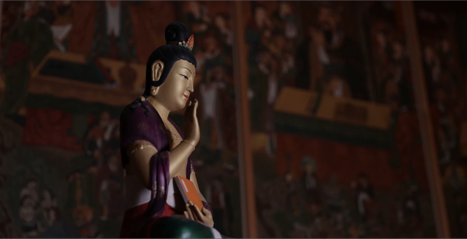 Buddhist statue inside Jogyesa Temple in central Seoul