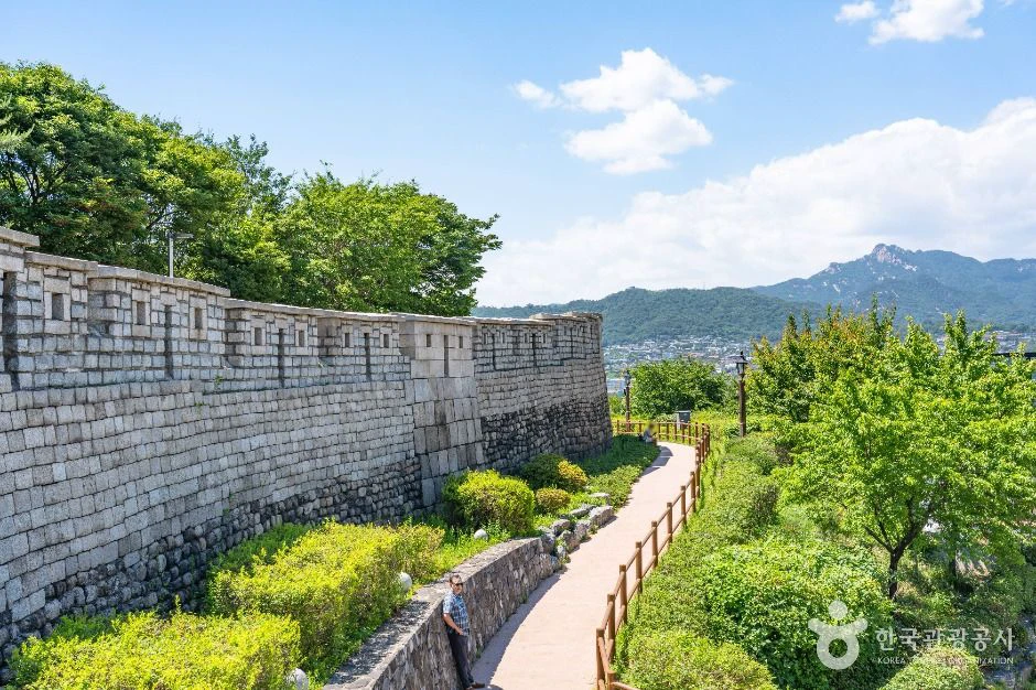 Seoul City Wall and mountain view from Naksan Park