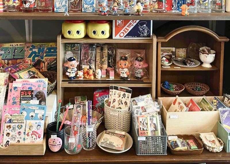 Colorful stationery and artist goods displayed inside Subaco 2 near Mangwon Market