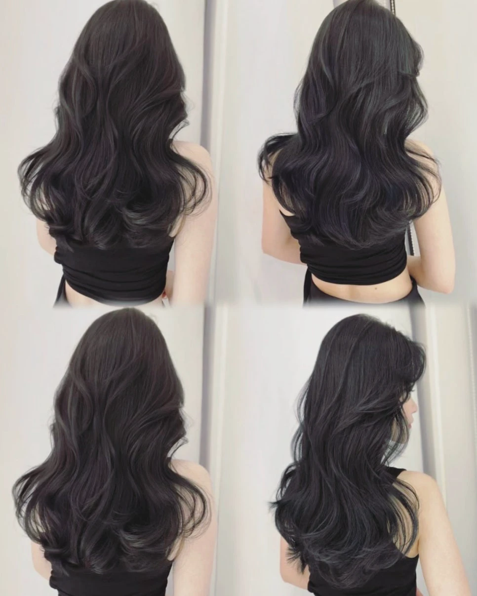 Back and side views showing the length and flow of long dark layers