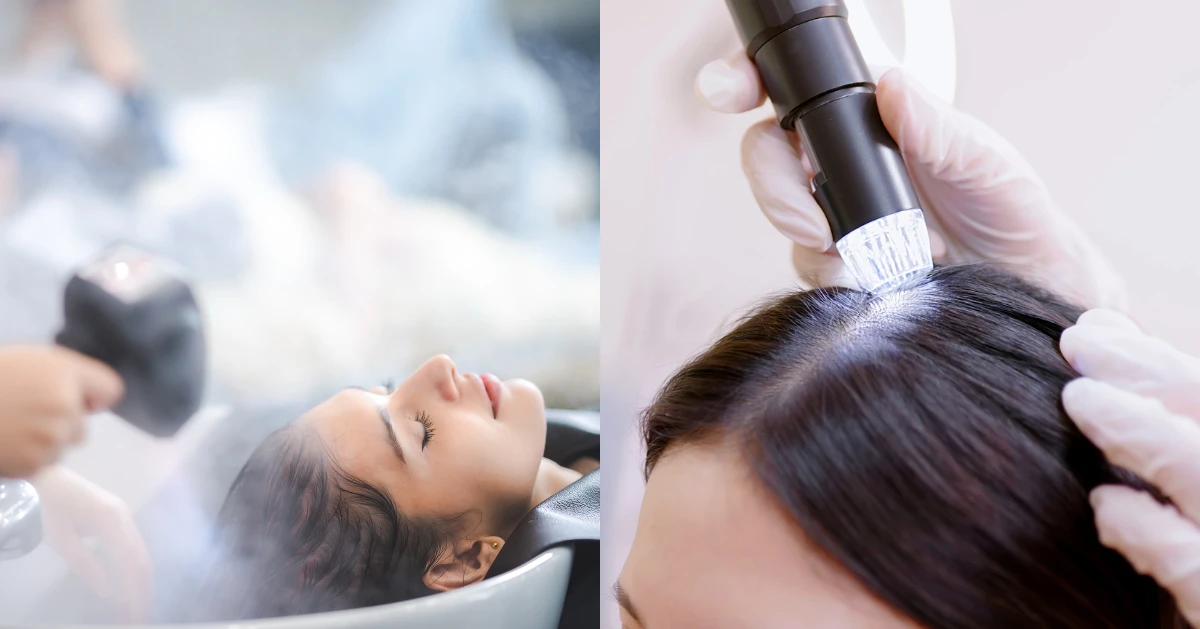 Dịch vụ head spa Hàn Quốc bên cạnh kiểm tra da đầu bằng camera phóng đại